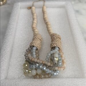 Chic Beaded Necklace in Cream and Tan